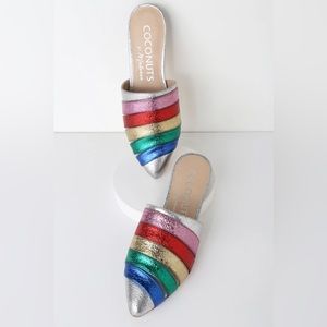 Coconuts by Matisse Shoes Size 10 Metallic Wild One Rainbow Mules.